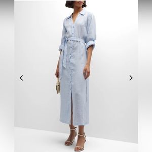 Tallulah Striped Linen Shirtling Belted MIDI Shirtdress